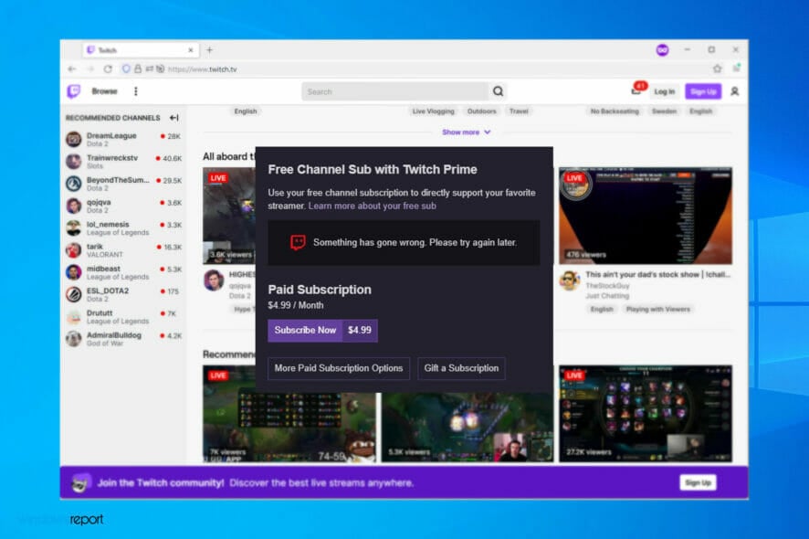 twitch something went wrong windows 10 11