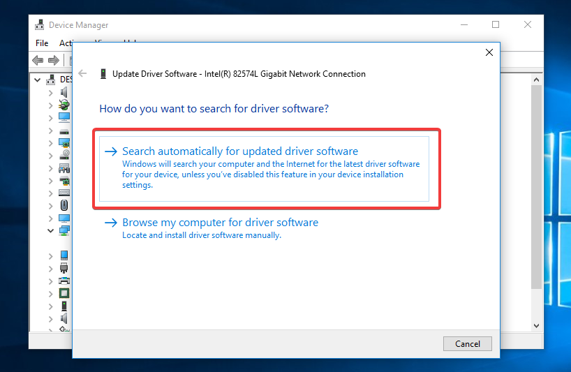 Search Automatically for Updated driver software