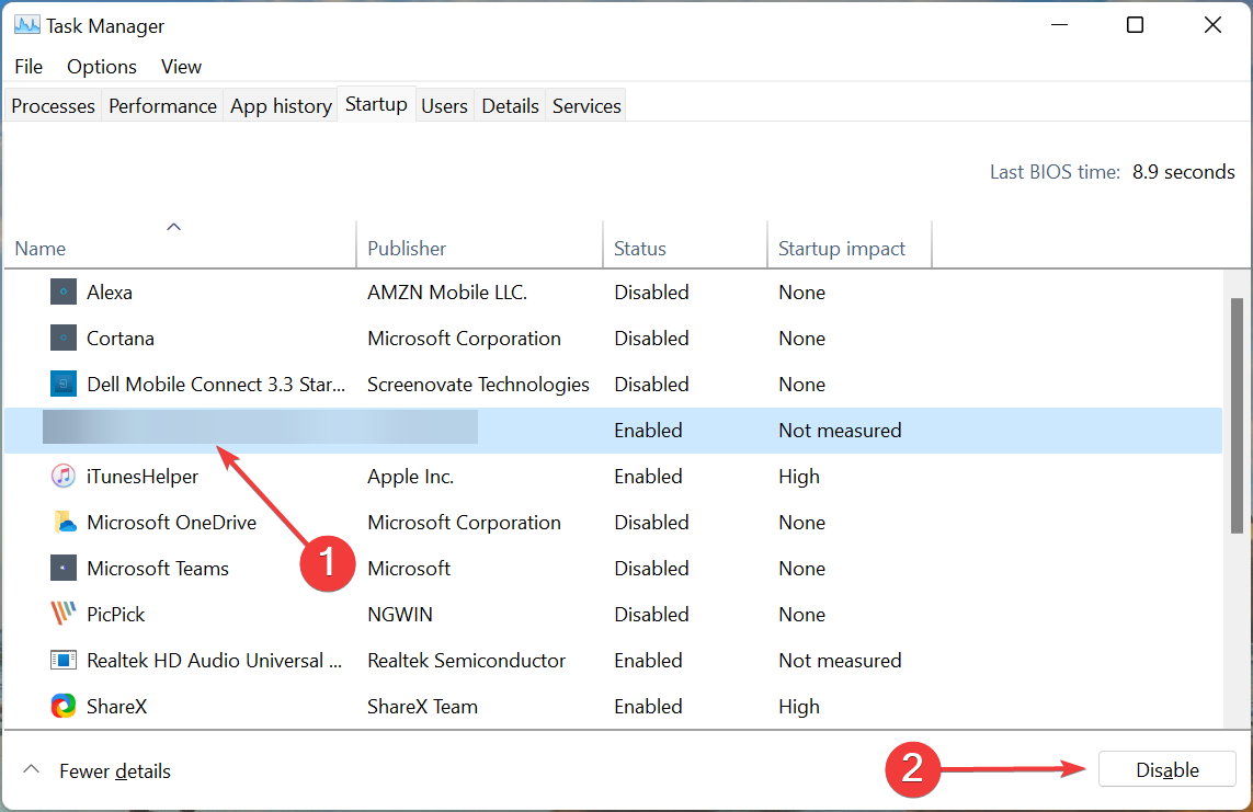 Disable startup apps to fix killer wireless 1535 issues