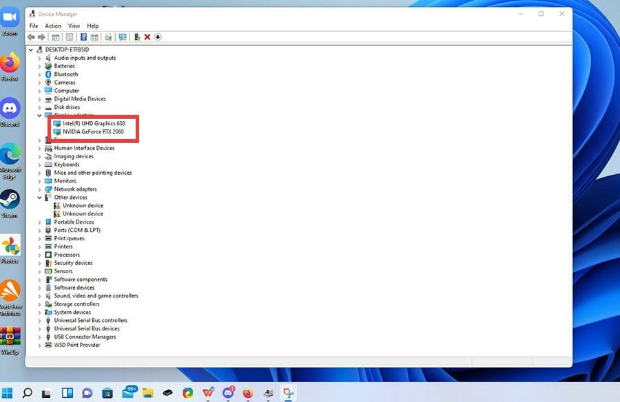 gerenciador de dispositivos atualizando driver gráfico 11