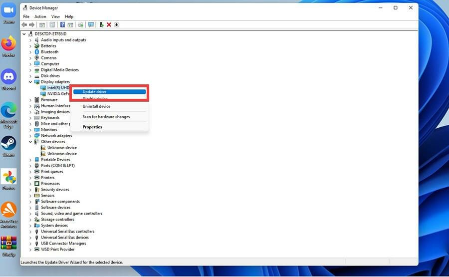 atualização de driver gráfico gpu windows 11