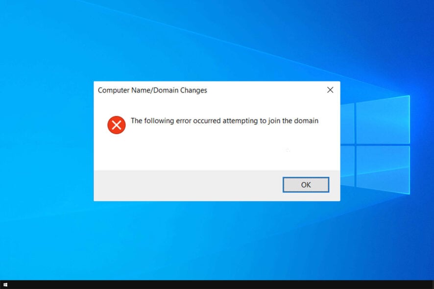 the following error occurred attempting to join the domain