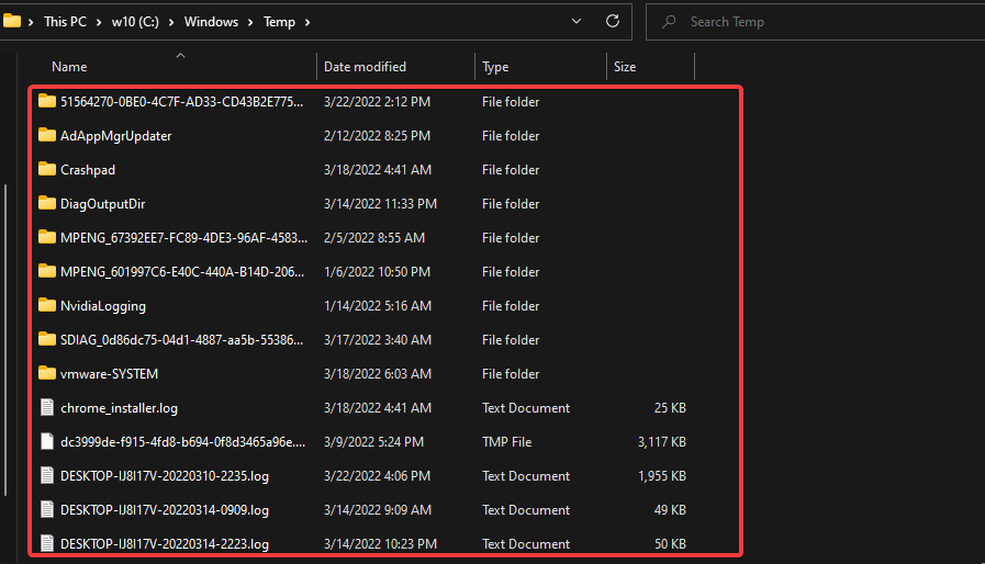 Deleting temp files