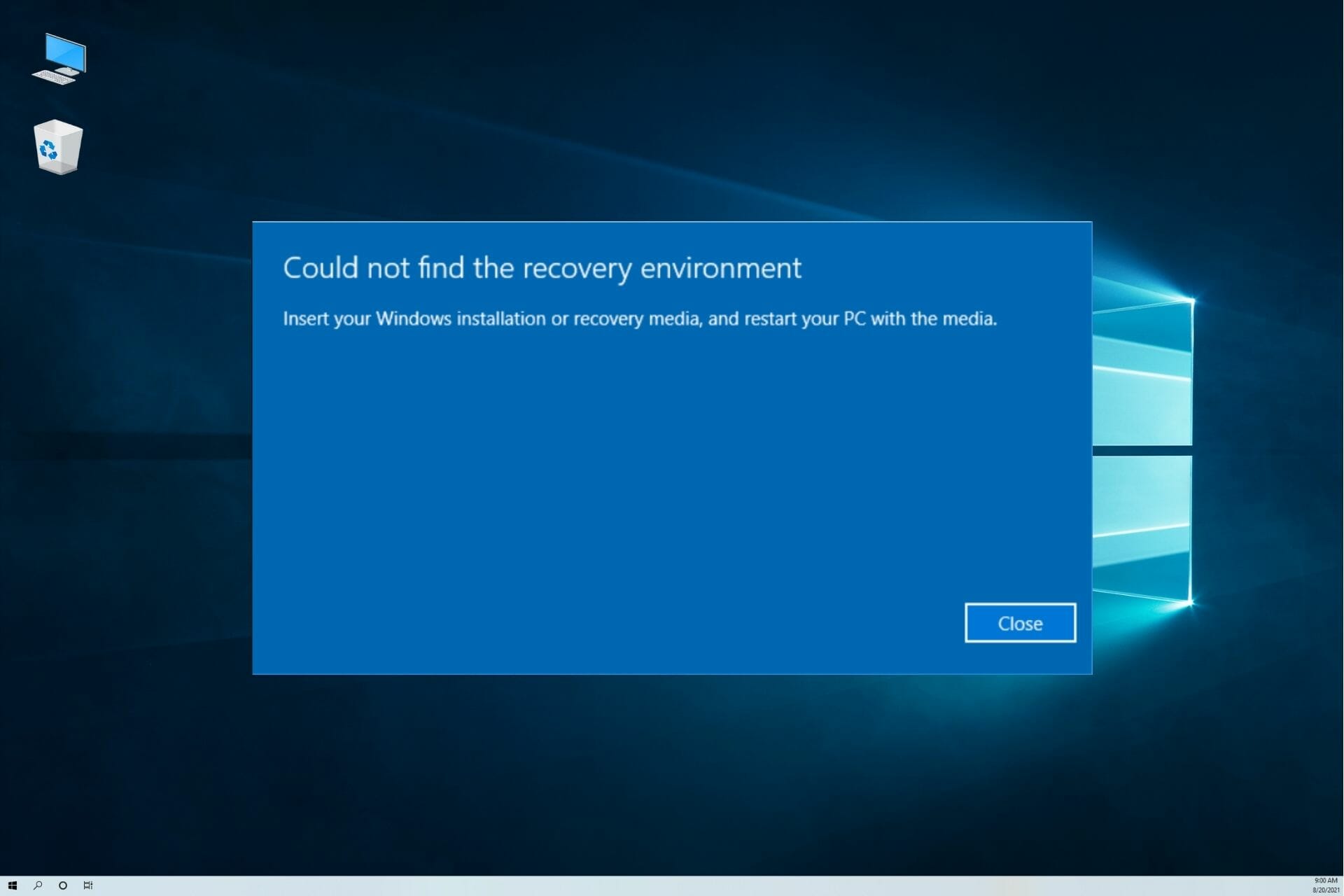 Insert Your Windows Installation Or Recovery Media  