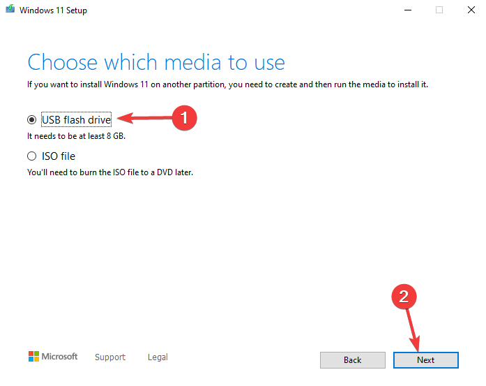 Select Flash Drive option