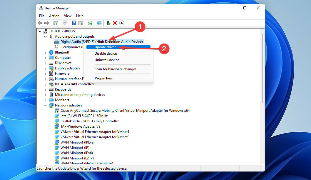 Updating driver