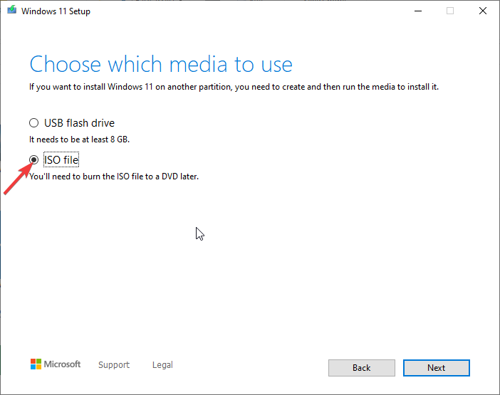 choose iso file windows 11 license terms error