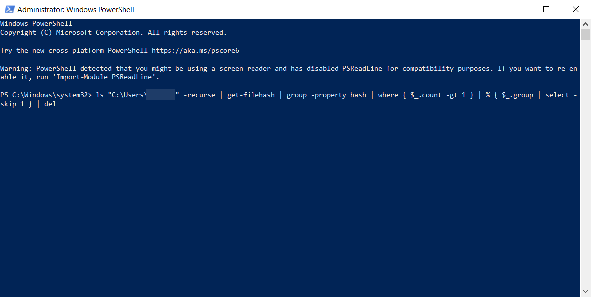 powershell eliminar duplicados