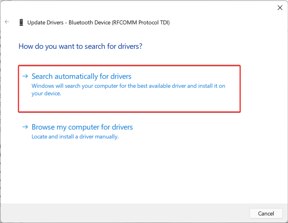 Search automatically for drivers