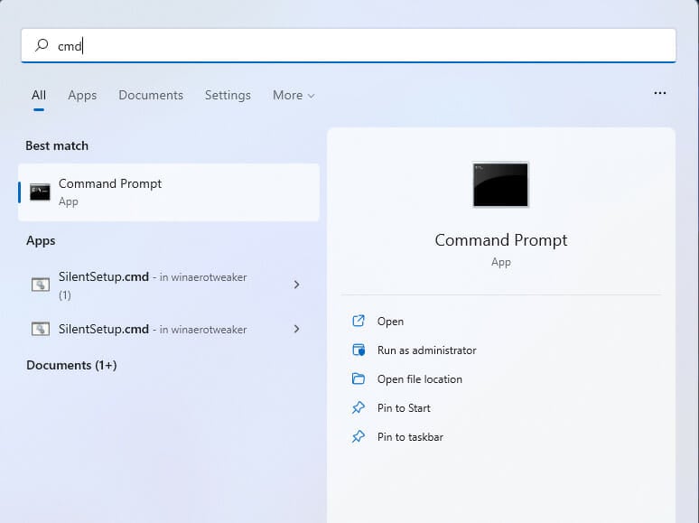 A Command Prompt search result Command Prompt search result windows 11 not enough usb controller resources