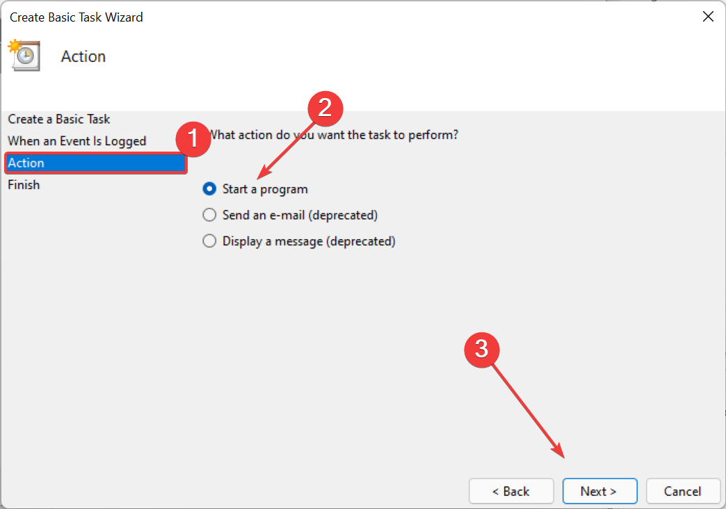 Creating event notification