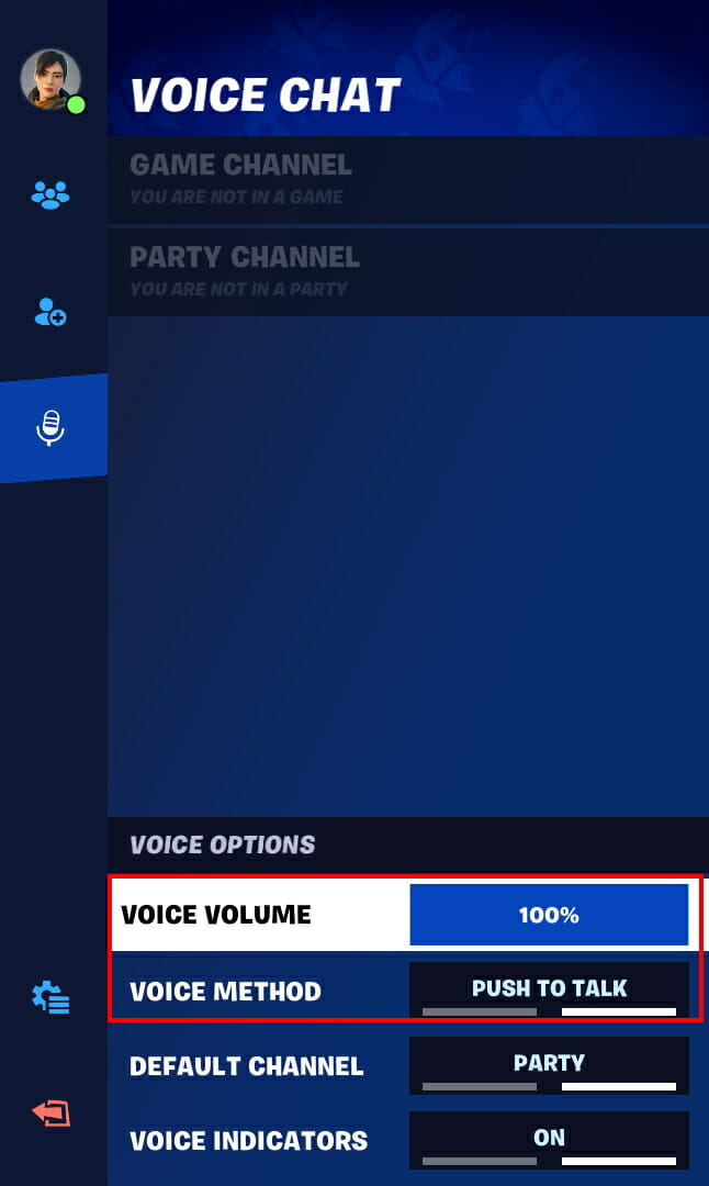 Fortnite voice chat settings