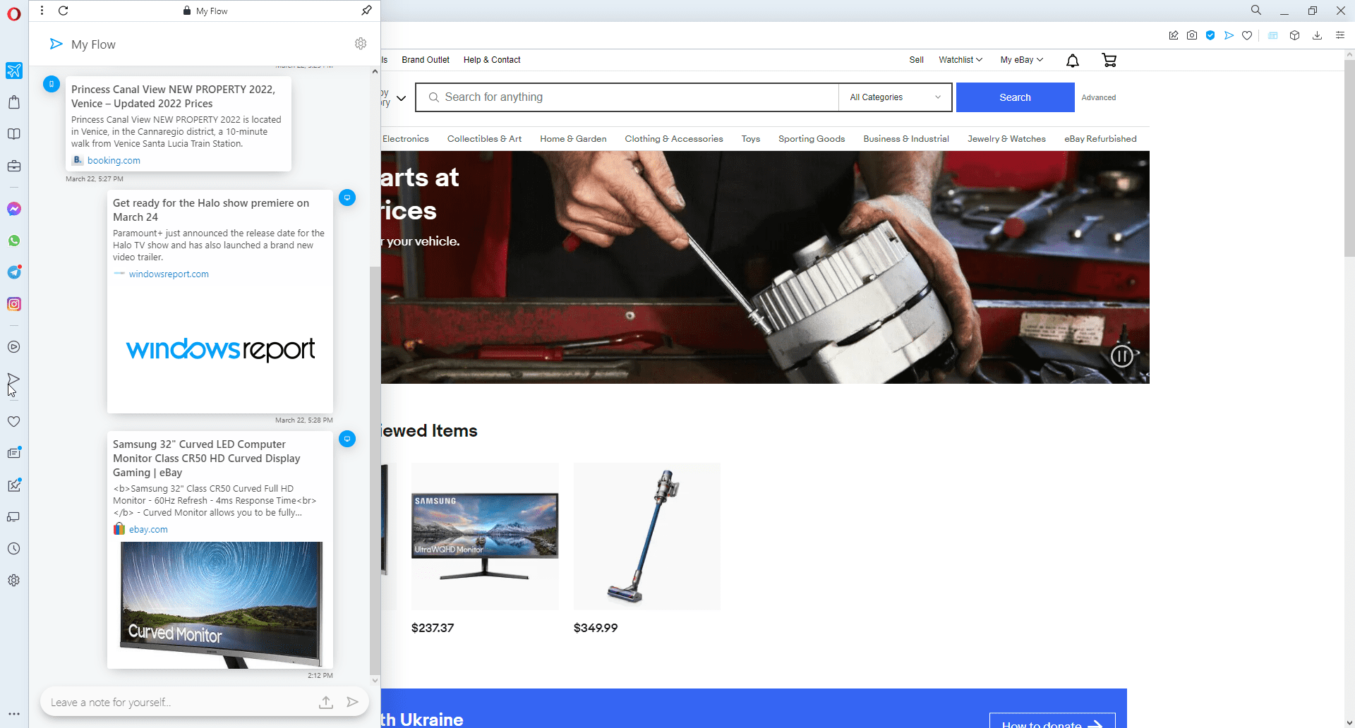 Opera Flow en Chromebook.