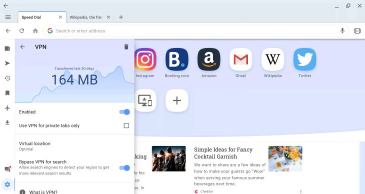Opera Chrome OS VPN.