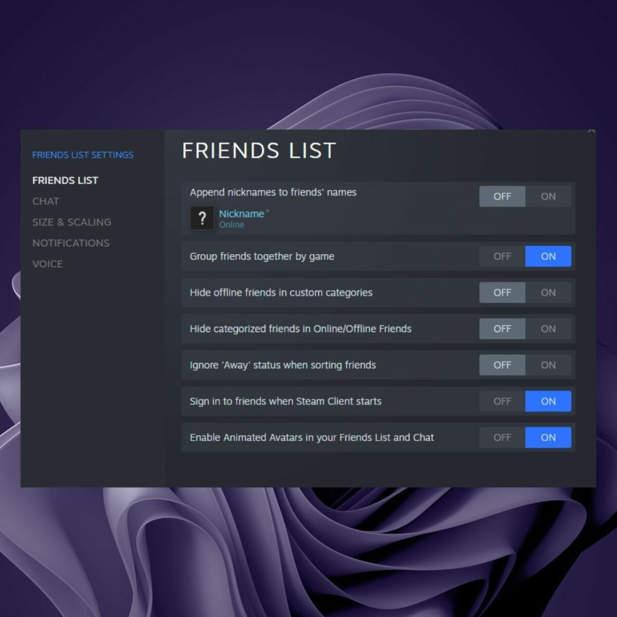 Friends list and server list – Discord