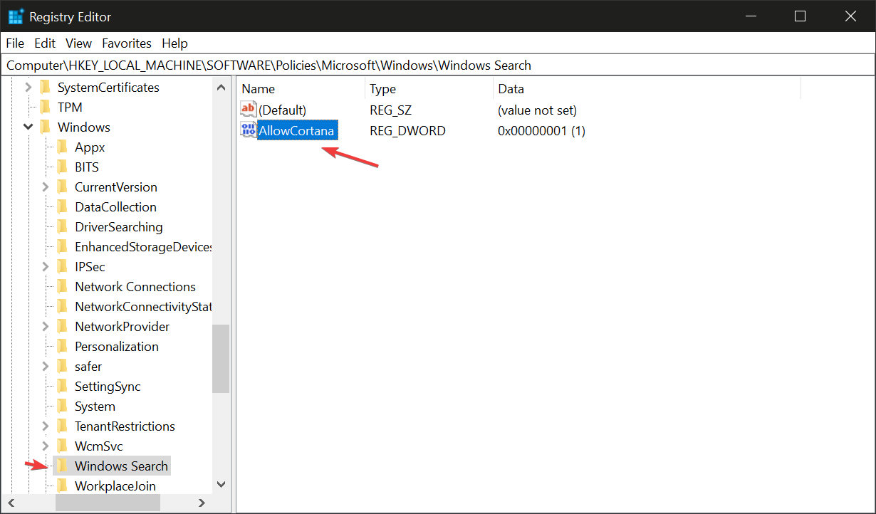disable cortana windows 10