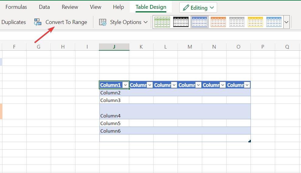 convert excel spill error