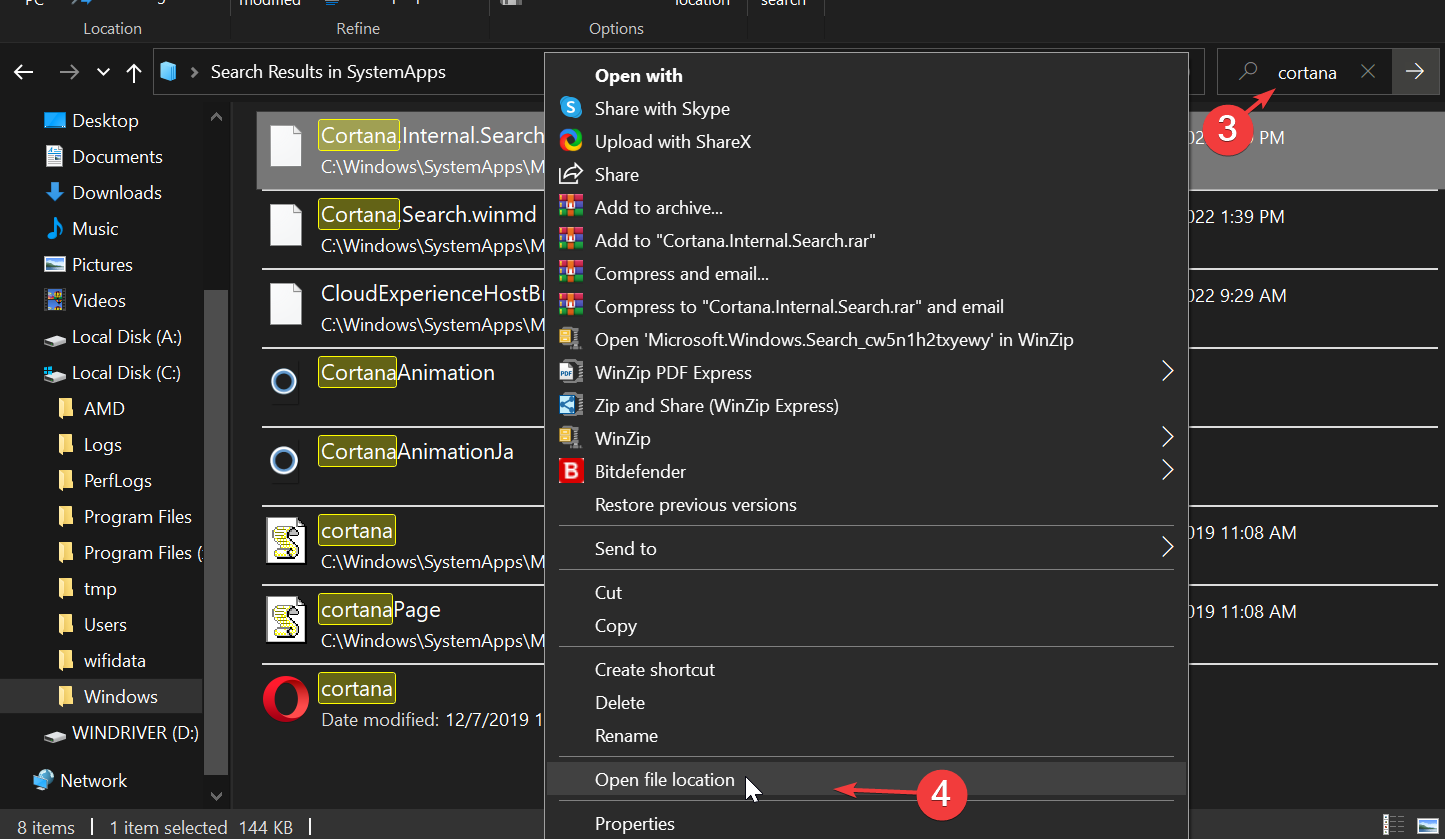 disable cortana widnows 10