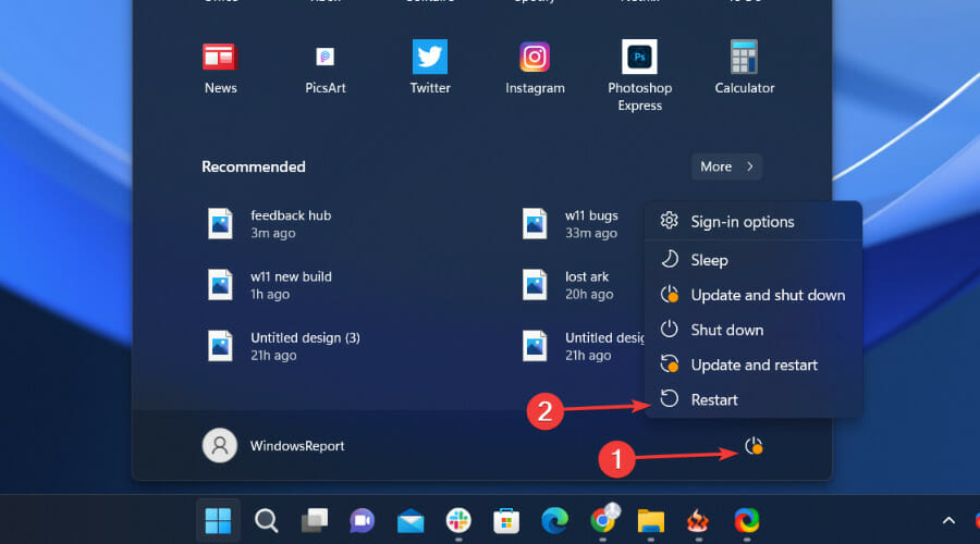 reboot pc