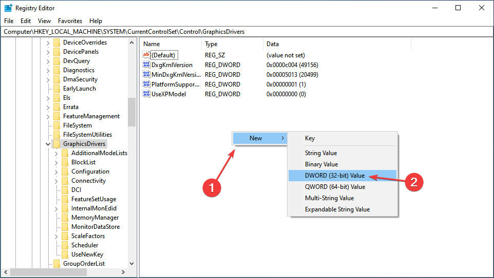 Valor Dword (32 bits) para reparar el bloqueo del controlador AMD