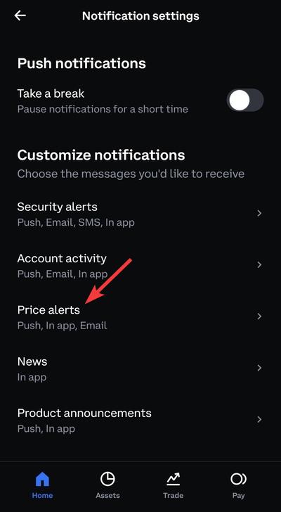 coinbase alerts not working