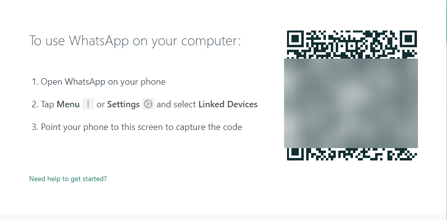 scan qr code to launch whatsapp web