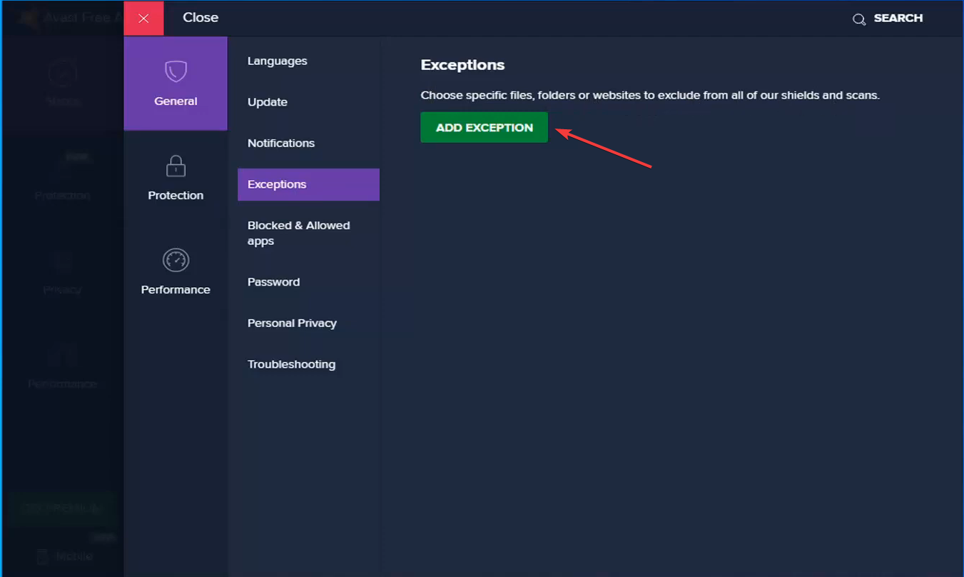 Adicionar exceção para corrigir permitir que o Chrome acesse a rede nas configurações de firewall ou antivírus