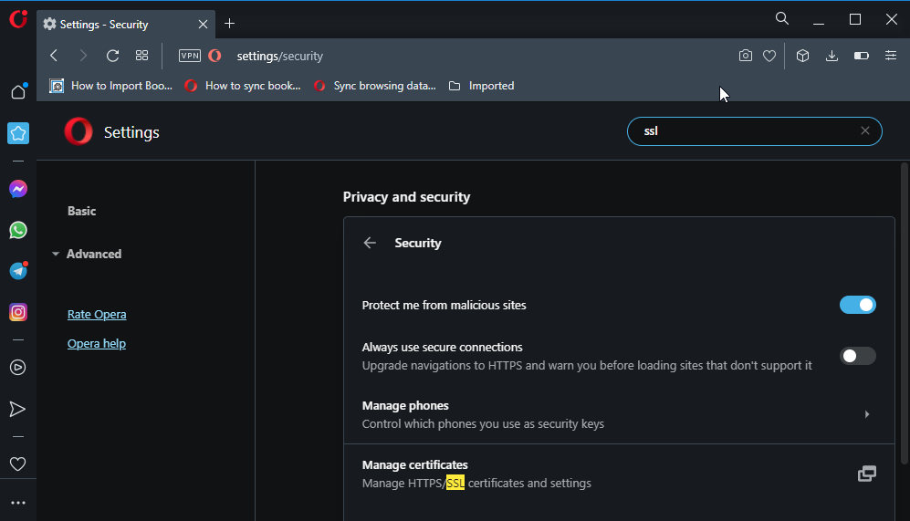 browsers with sni support opera
