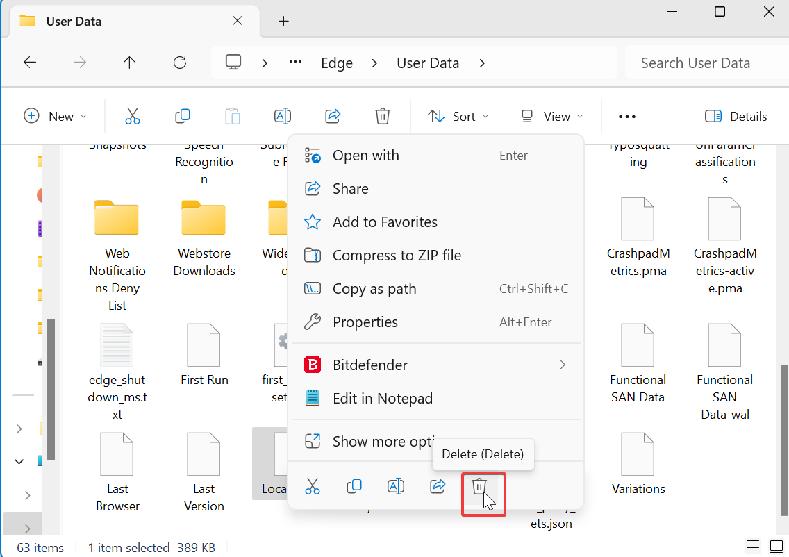 delete local state file microsoft edge