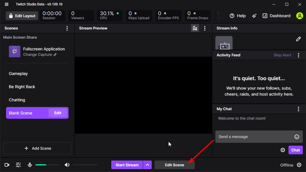 edit scene twitch notifications not working