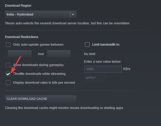 Throttle downloads while streaming