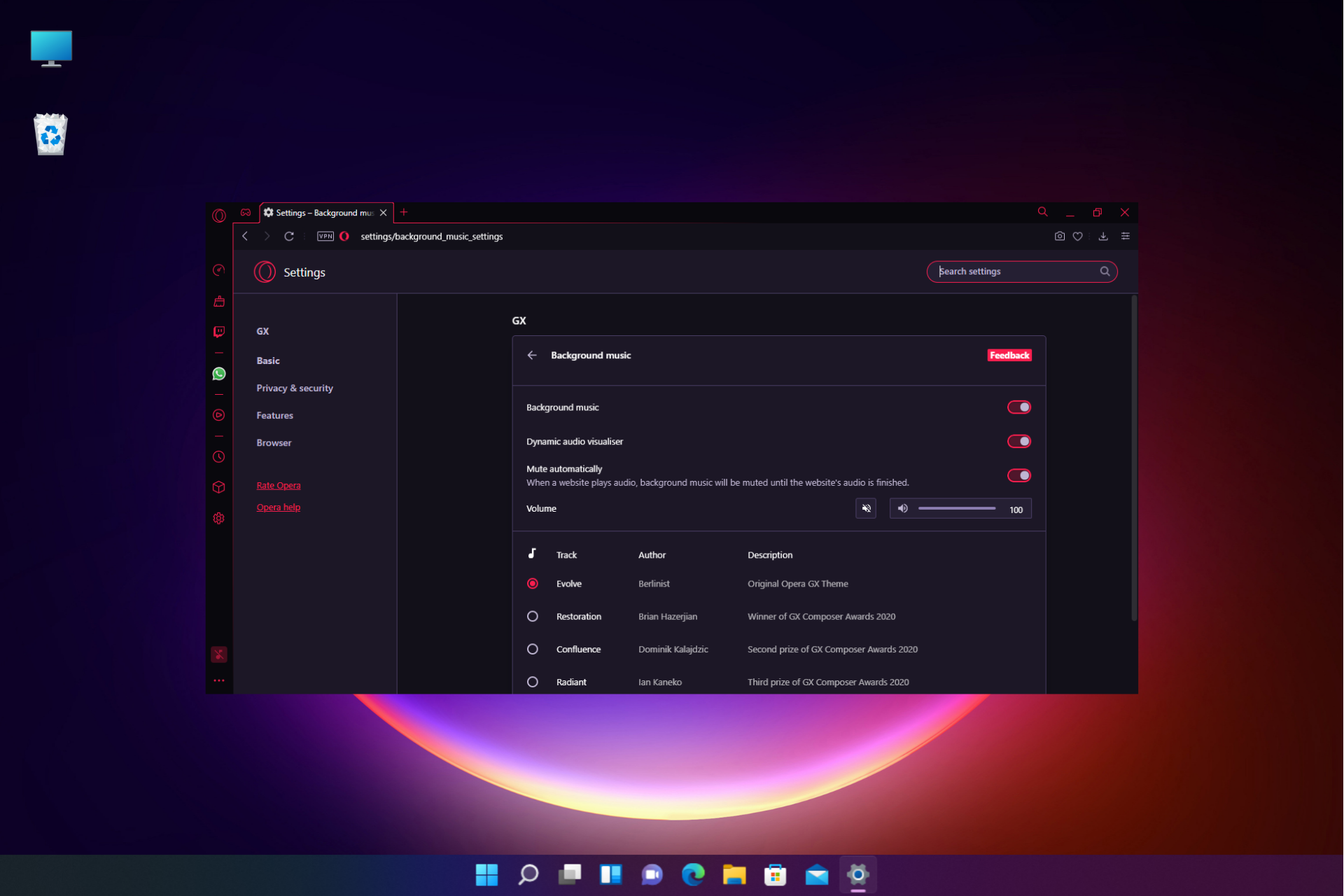 Opera GX browser now comes with dynamic background music because why not -  Neowin