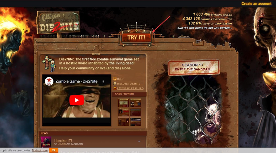 zombie game button