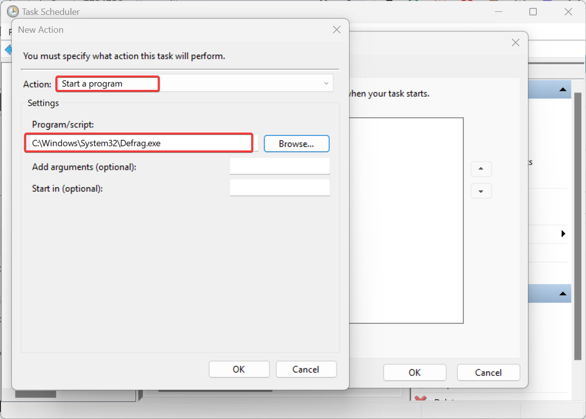 degrag exe file scheduling