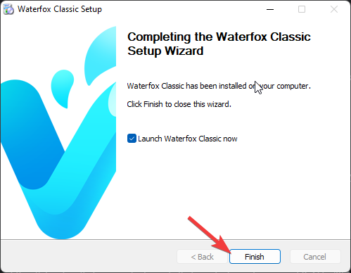 finish waterfox