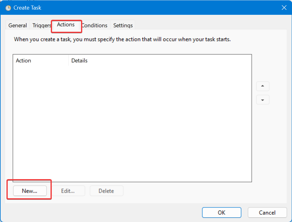 new actions in task scheduler on windows 11