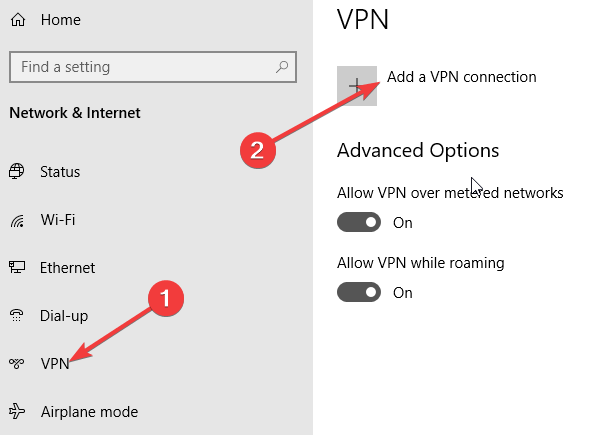 VPN e Aggiungi VPN