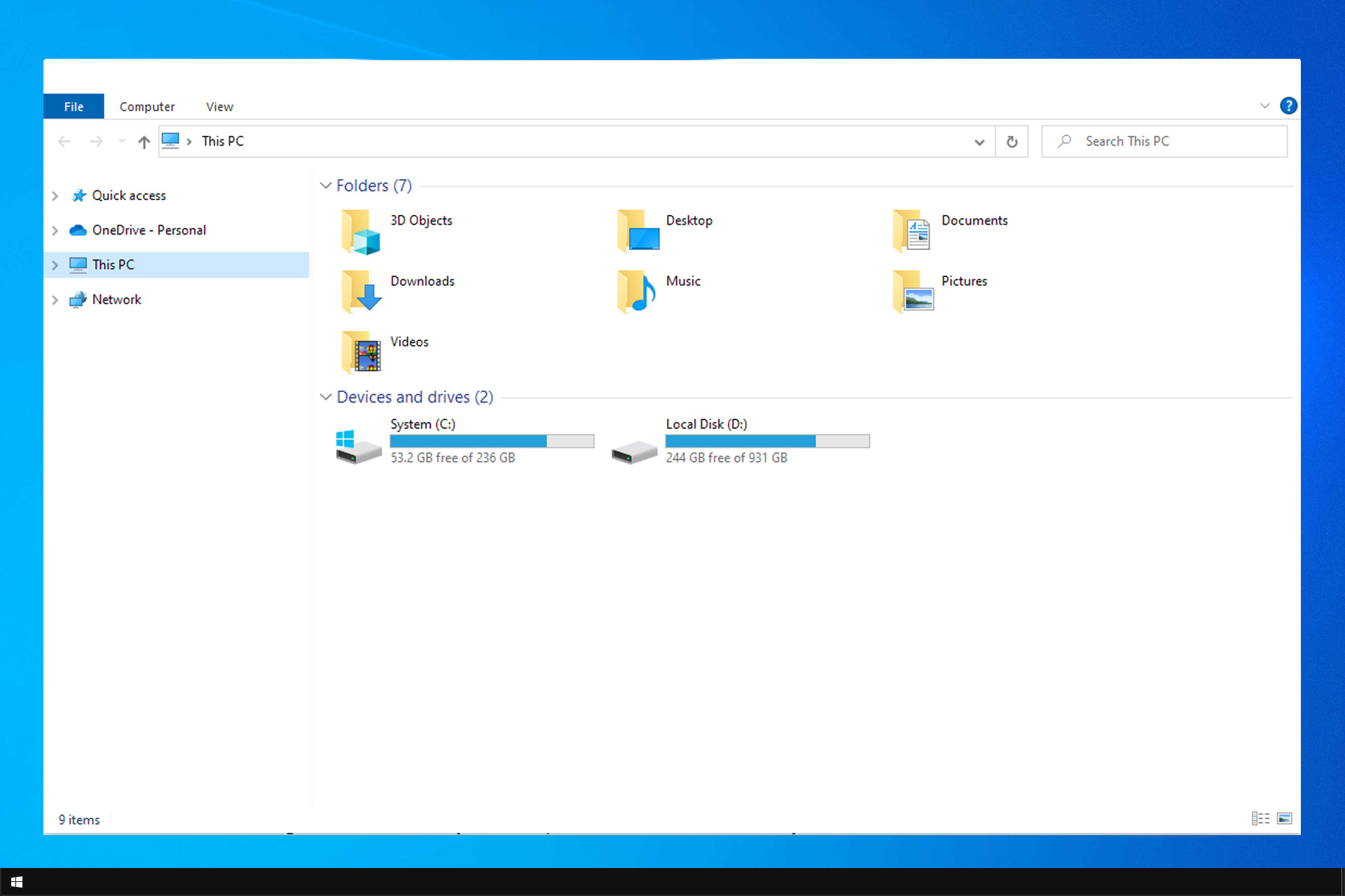 windows file explorer not showing top bar