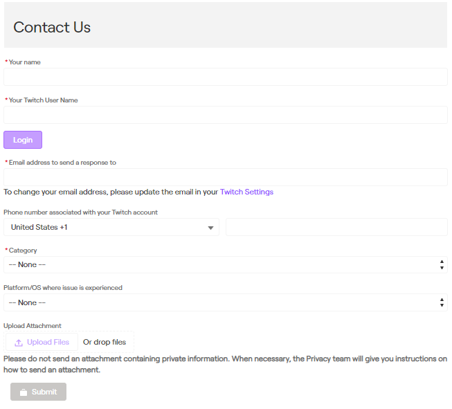 Twitch support