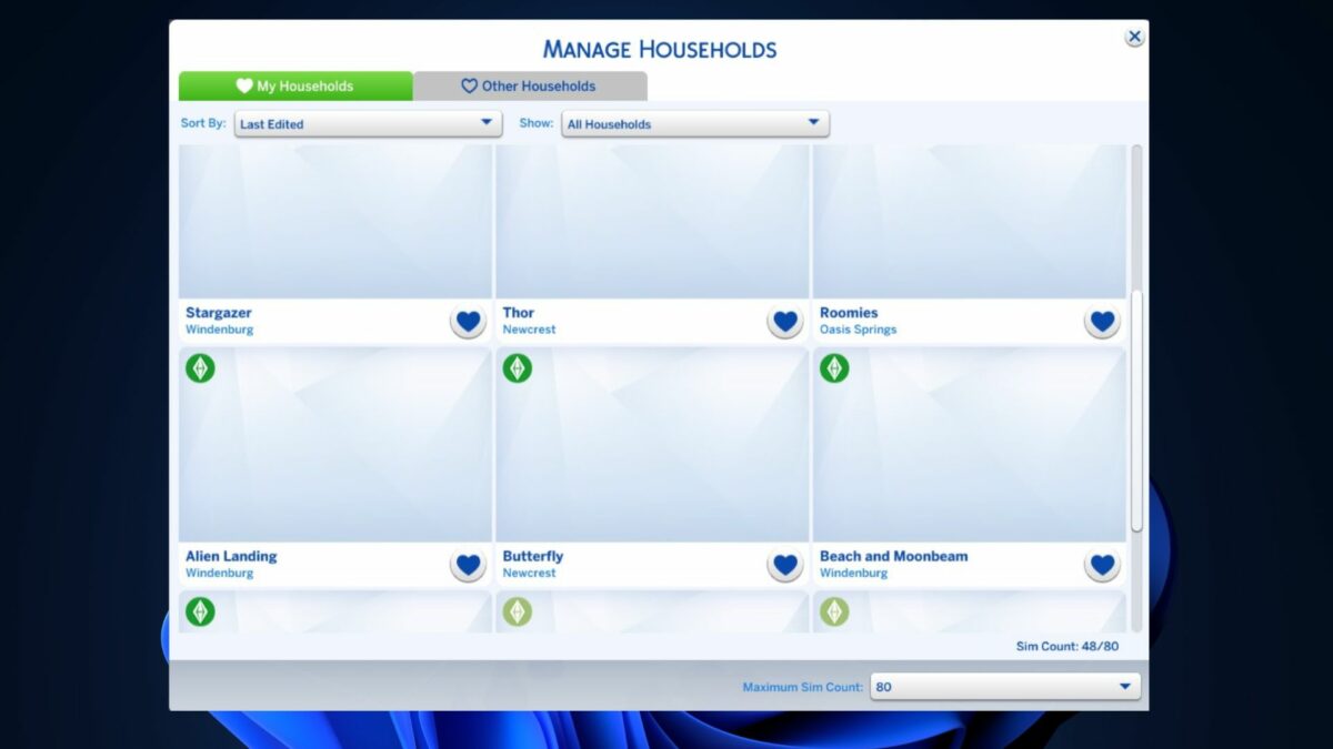 Fix Sims 4 not loading Household