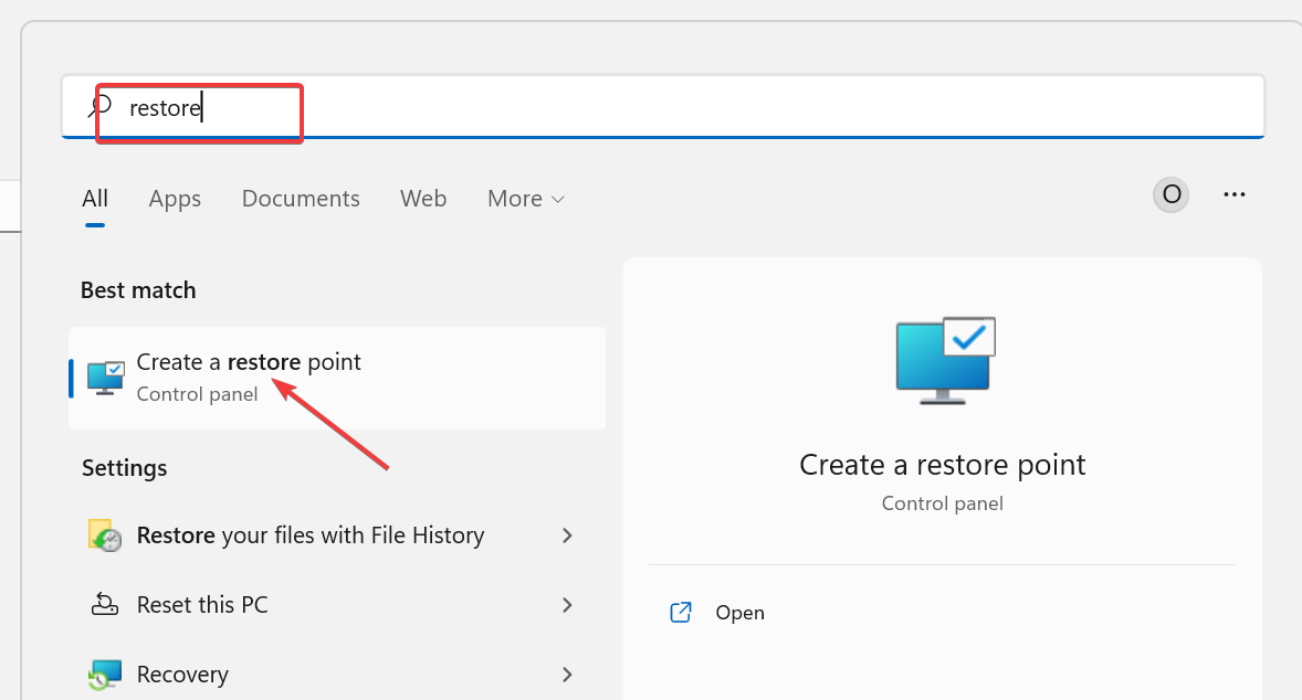 create system restore