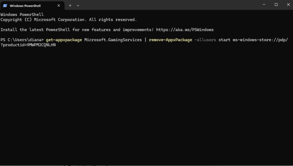 reset windows ms store powershell