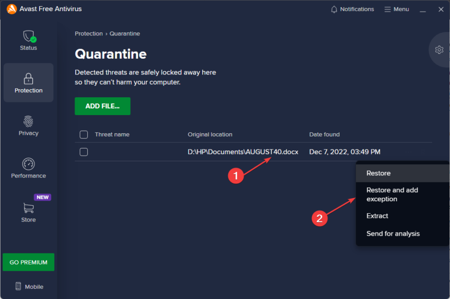 How to Fix Avast This File Cannot be Restored Error [Quick Guide]