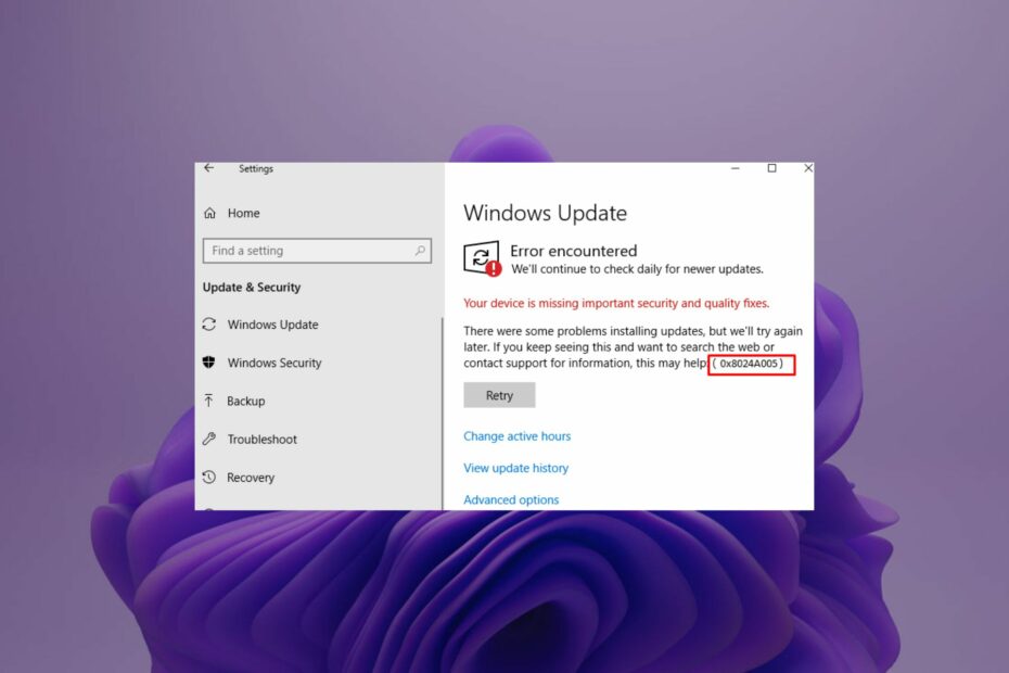 Fix: Windows Update Client Failed to Detect Error 0x6024a005