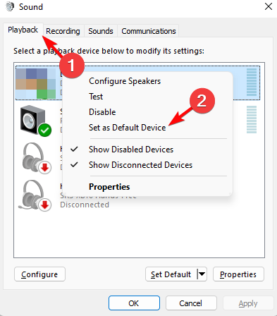 Set as Default Device