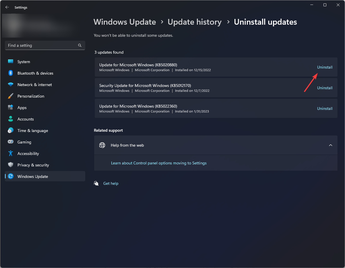 Uninstall Windows