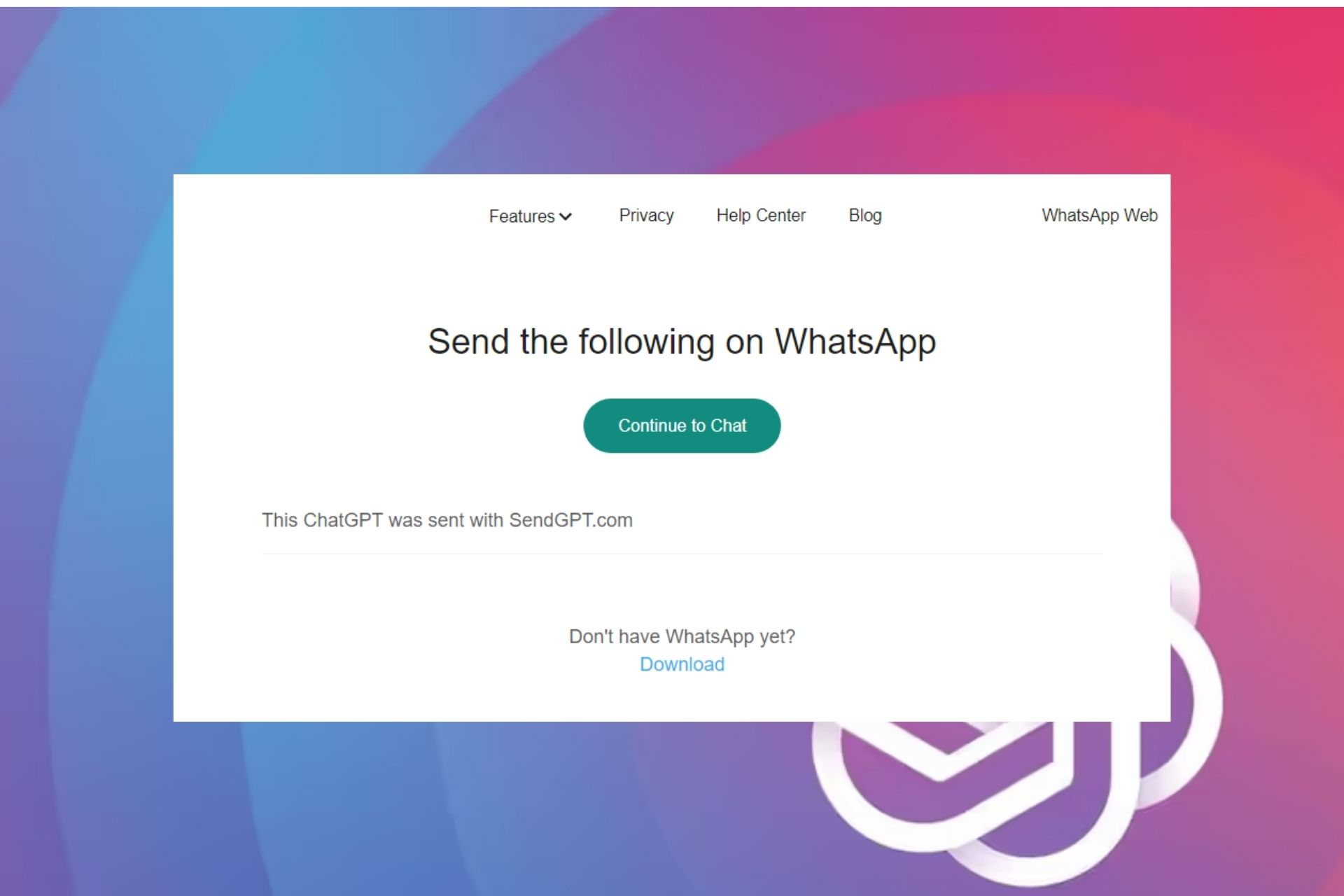 Using ChatGPT with Whatsapp