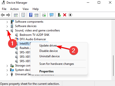 update audio device