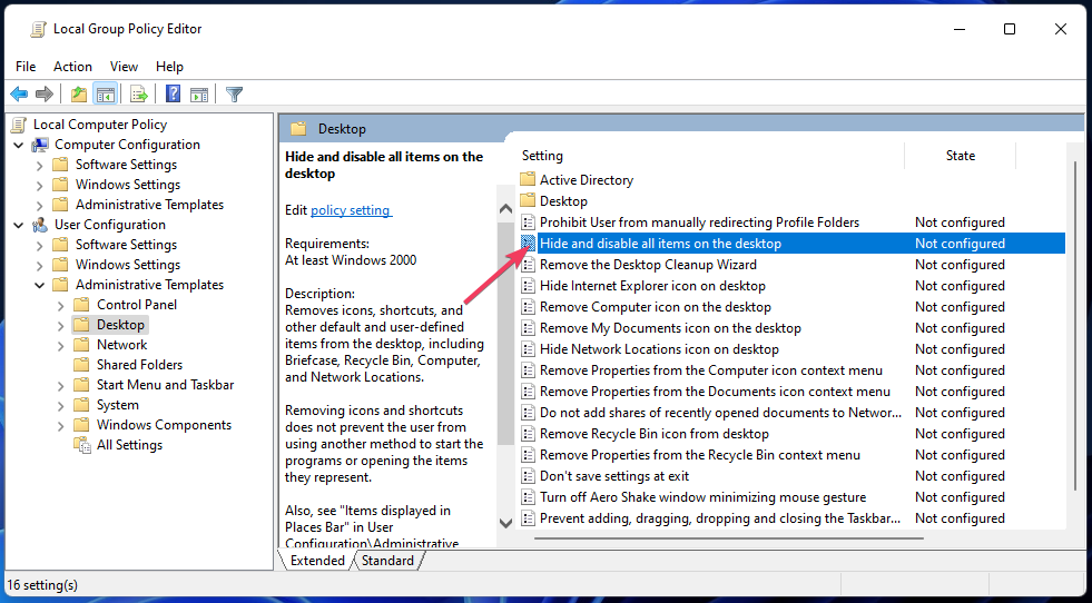 Hide and disable all items on desktop policy windows 11 desktop icons not showing