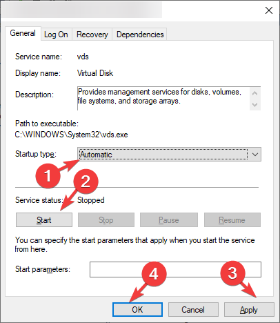 Startup type - van 1067 windows 10